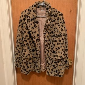 cheetah print anthropologie sherpa jacket!
